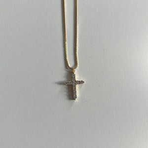 Gold diamond cross necklace